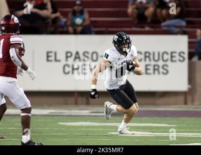 24 septembre 2022 - Hawaii Rainbow Warriors Tight End Caleb Phillips (85) court après une prise lors d'un match entre les Aggies de l'État du Nouveau-Mexique et les guerriers arc-en-ciel d'Hawaï au stade Aggie Memorial à Las Cruces, NM - Michael Sullivan/CSM Banque D'Images