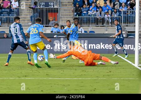 Joe Bendik Philadelphia Union Goalkeeper fait un gardien de but précoce sauver photo par Don Mennig - Alamy Live News Banque D'Images