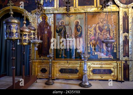 Vue intérieure de la cathédrale de la Nativité de la Sainte Vierge Marie du 13th siècle à Suzdal, Russie Banque D'Images