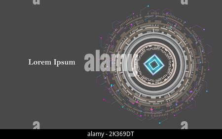 résumé beige cercle technologique gris, motif futuriste, fond géométrique noir texture, concept scientifique Banque D'Images