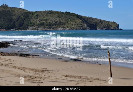 Palinuro - Promontorio di Capo Palinuro dalla spiaggia del Bau Plage de Bau Banque D'Images