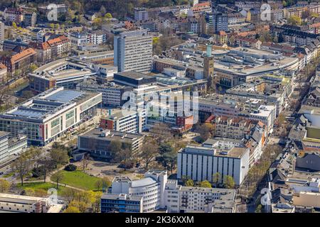 Vue aérienne, galerie marchande Volme, tour de la vieille mairie, centre-ville, Hagen, région de la Ruhr, Rhénanie-du-Nord-Westphalie, Allemagne, DE, Centre commercial, sh Banque D'Images