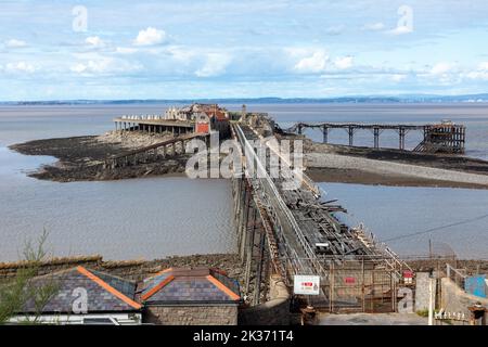 Victorian Birnbeck Pier également connu comme Old Pier, Weston Super Mare, North Somerset, Angleterre, Royaume-Uni Banque D'Images