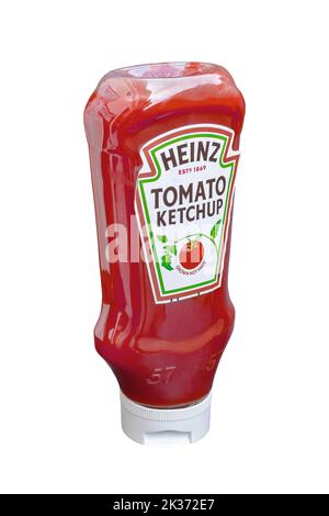Huelva, Espagne - 25 septembre 2022: Heinz Tomato Ketchup est une marque de ketchup fabriquée par la société H. J. Heinz, une division de Kraft Heinz Banque D'Images