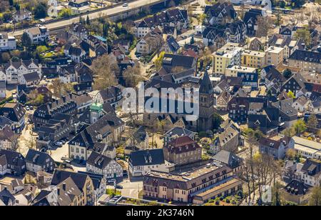 Vue aérienne, vieille ville avec evang. collégiale et hôtel de ville, Herdecke, région de la Ruhr, Rhénanie-du-Nord-Westphalie, Allemagne, Lieu de culte, Autorité, DE, Banque D'Images