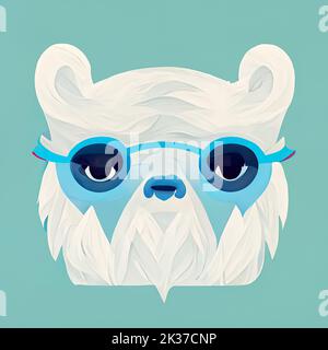 Yeti avec lunettes. Tête Bigfoot. Illustration numérique Banque D'Images