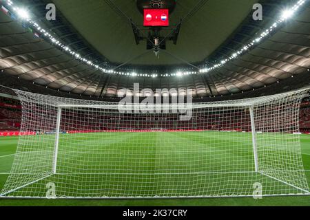 VARSOVIE, POLOGNE - 22 SEPTEMBRE 2022: UEFA Nations League division A group 4 match Pologne contre pays-Bas 0:2. Vue aérienne du stade national Banque D'Images