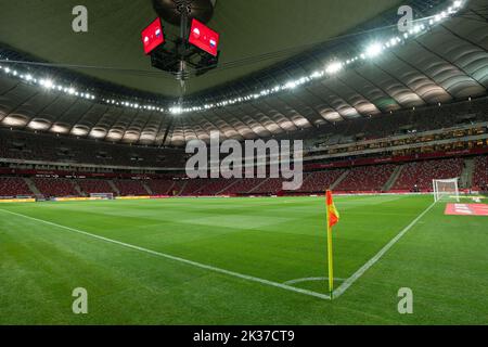 VARSOVIE, POLOGNE - 22 SEPTEMBRE 2022: UEFA Nations League division A group 4 match Pologne contre pays-Bas 0:2. Vue aérienne du stade national Banque D'Images