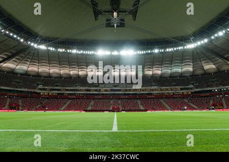 VARSOVIE, POLOGNE - 22 SEPTEMBRE 2022: UEFA Nations League division A group 4 match Pologne contre pays-Bas 0:2. Vue aérienne du stade national Banque D'Images