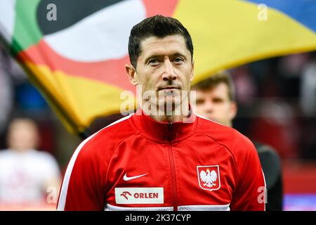 VARSOVIE, POLOGNE - 22 SEPTEMBRE 2022: UEFA Nations League division A group 4 match Pologne contre pays-Bas 0:2. Robert Lewandowski. Banque D'Images