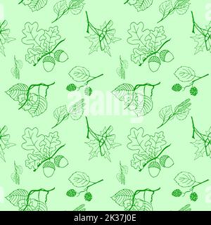 motif sans couture de feuilles vertes sur fond vert clair, texture, design Banque D'Images