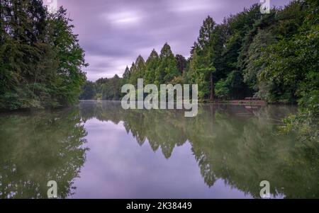 Image panoramique du magnifique et idyllique lac de Bensberg, Bergisch Gladbach, Allemagne Banque D'Images