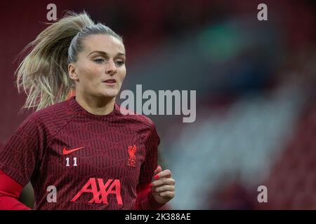 Melissa Lawley #11 de Liverpool Women se réchauffe pendant le match de Super League des femmes de Fa Liverpool Women vs Everton Women à Anfield, Liverpool, Royaume-Uni, 25th septembre 2022 (photo de Phil Bryan/News Images) Banque D'Images