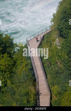 Suisse les chutes du Rhin recherche touristique sur une carte. Banque D'Images