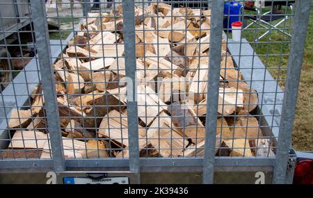 Bois de chauffage haché prêt pour poêle à bois domestique Banque D'Images