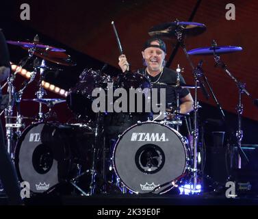 24 septembre 2022, New York, New York, Etats-Unis: Le batteur LARS ULRICH de METALLICA se produit lors du Festival mondial des citoyens de 2022 sur la Grande pelouse de Central Park. (Credit image: © Nancy Kaszerman/ZUMA Press Wire) Banque D'Images