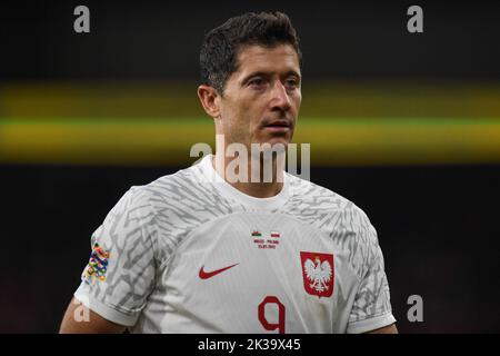 Robert Lewandowski de Pologne lors du match du groupe de l'UEFA Nations League A4 entre le pays de Galles et la Pologne au stade de Cardiff City, Cardiff, Royaume-Uni, 25th septembre 2022 (photo de Mike Jones/News Images) Banque D'Images