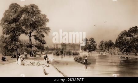 St James's Park, Buckingham Palace, Londres, Angleterre, après Thomas Shotter Boys, 1842 Banque D'Images