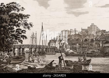 Windsor Bridge, Windsor Castle, 1792 ans, résidence royale à Windsor, Berkshire, Angleterre, Royaume-Uni, après Joseph Farington Banque D'Images