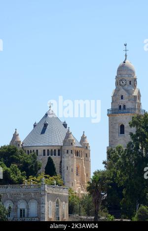 Vue sur Mt. Zion et l'Abbaye de la Dormition à Jérusalem. Banque D'Images