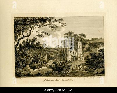 ST. Le Prieuré DE GERMAIN, Cornouailles le Prieuré de St German est une grande église normande dans le village de St Allemands dans le sud-est de Cornwall, Angleterre, Royaume-Uni. Du livre ' supplément aux antiquités de l'Angleterre et du pays de Galles ' par Francis Grose, Date de publication 1777 Banque D'Images