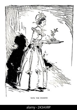 Avec le pudding illustré par Arthur Rackham du livre ' A Christmas carol ' de Charles Dickens, Date de publication 1915 Editeur Londres : William Heinemann ; Philadelphie : J.B. Lippincott Co Banque D'Images