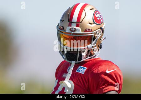 22 septembre 2022 ; Santa Clara, Californie, États-Unis; San Francisco 49ers receveur Deebo Samuel (19 ans) lors de la pratique au SAP performance Center à côté du Levi’s Stadium. (Stan Szeto/image du sport) Banque D'Images