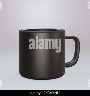 Tasse noire tasse isolée blanc fond libre de droits image 3D rendu Banque D'Images