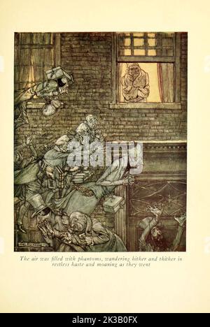 L'air a été rempli de fantômes, errant de là et de là dans la hâte et gémissement agités comme ils ont été illustrés par Arthur Rackham du livre ' A Christmas carol ' par Charles Dickens, date de publication 1915 Publisher London : William Heinemann ; Philadelphie : J.B. Lippincott Co Banque D'Images