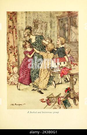 Un groupe de personnes rincées et ensanglantes illustré par Arthur Rackham dans le livre « A Christmas carol » de Charles Dickens, Date de publication 1915 Editeur Londres : William Heinemann ; Philadelphie : J.B. Lippincott Co Banque D'Images