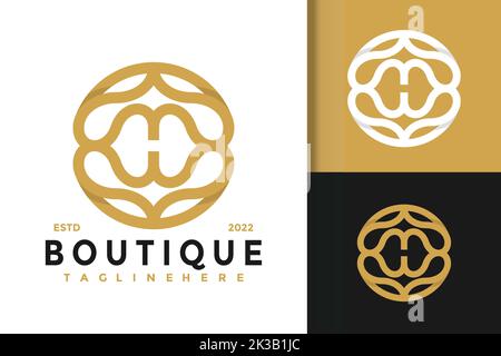 Un design de la lettre H Boutique ornement moderne logo temple Illustration de Vecteur