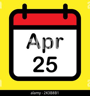 Icône calendrier vingt-cinquième avril, illustration vectorielle Illustration de Vecteur