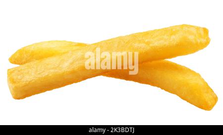 frites, frites isolées sur fond blanc, chemin de coupure, profondeur de champ totale Banque D'Images