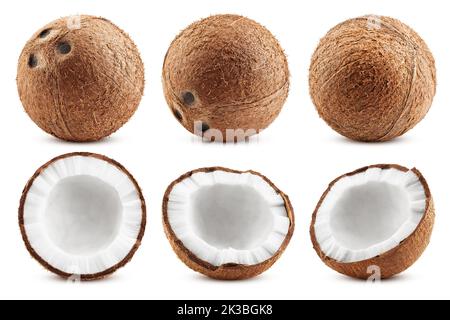 La noix de coco, isolé sur fond blanc, la profondeur de champ, chemin de détourage Banque D'Images