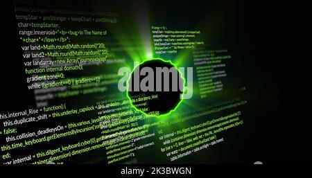 Image de traînées lumineuses sur le traitement des données sur fond noir Banque D'Images