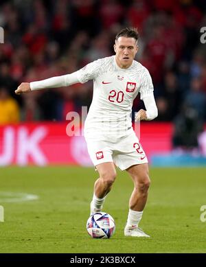 Piotr Zielinski en Pologne lors du match de l'UEFA Nations League Group A au Cardiff City Stadium, au pays de Galles. Date de la photo: Dimanche 25 septembre 2022. Banque D'Images