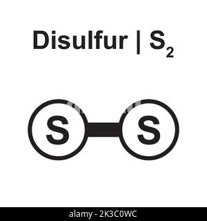 Modèle moléculaire de la molécule de Disulfur (S2). Illustration vectorielle. Illustration de Vecteur