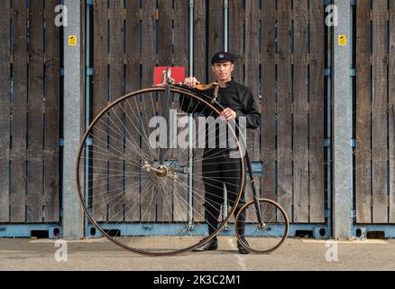 Michael Gray wih son Rudge ordinaire de 1888. Circuit de vélo Hillingdon, Hayes, Londres. 25th septembre 2022 Banque D'Images