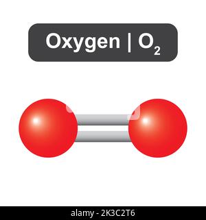 Molécule modèle de chimie de l'oxygène diatomique O2 élément ...