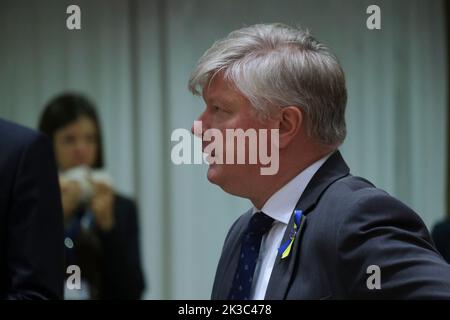 Bruxelles, Belgique. 26th septembre 2022. Kestutis NAVICKAS, ministre lituanien de l'agriculture, vient assister à un Conseil européen de l'agriculture et de la pêche à Bruxelles (Belgique) sur 26 septembre 2022. Crédit: ALEXANDROS MICHAILIDIS/Alamy Live News Banque D'Images