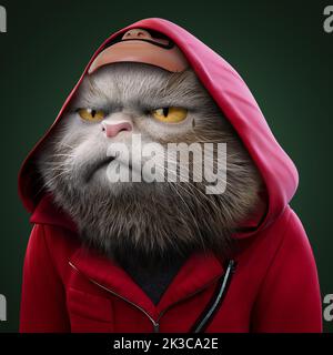 3d nft collection , personnage angry chat doux Banque D'Images
