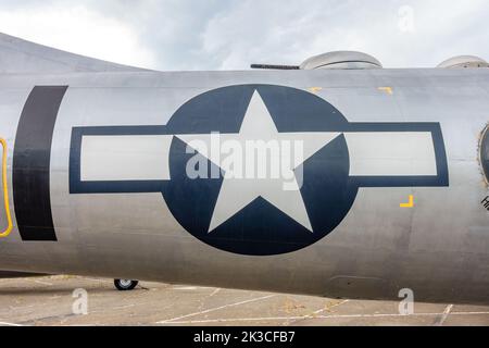 Logo de l'American Air Force sur le côté d'un avion de guerre Banque D'Images