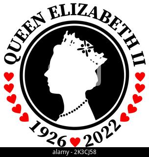 Queen Elizabeth II Emblem SVG PNG PDF - Eemembrance Emblem - Anglais Queen Merchandise - Queen Clipart pour Cricut Vinyl Silhouette Banque D'Images