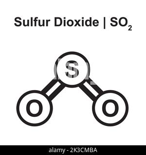 Modèle moléculaire de la molécule de dioxyde de soufre (SO2). Illustration vectorielle. Illustration de Vecteur