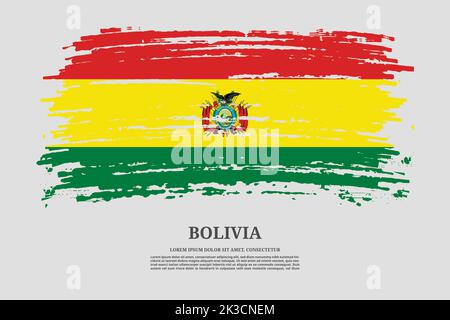 Drapeau bolivien avec effet de pinceau et affiche de texte d'information, fond vectoriel Illustration de Vecteur