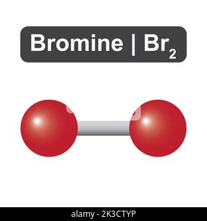 Modèle moléculaire de la molécule de brome (Br2). Illustration vectorielle. Illustration de Vecteur