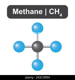 Modèle moléculaire de la molécule de méthane (CH4). Illustration vectorielle. Illustration de Vecteur