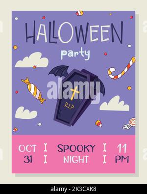 Halloween Party invitation sinistre vecteur de nuit Illustration de Vecteur