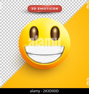 3D émotiji d'un visage smiley sur fond transparent et jaune Illustration de Vecteur