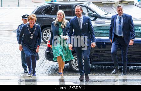 Oslo 20220926.le prince héritier Haakon et la princesse Mette-Marit sont présents lundi à l'ouverture de la semaine de l'innovation d'Oslo 2022 à l'hôtel de ville d'Oslo. Photo: Lise Aaserud / NTB Banque D'Images